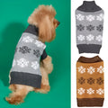 Brown and grey snowflake pattern dog sweater for Christmas and winter holidays