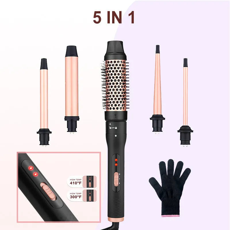 Three-tube water wave hair curler with multiple barrel attachments for styling curly and straight hair