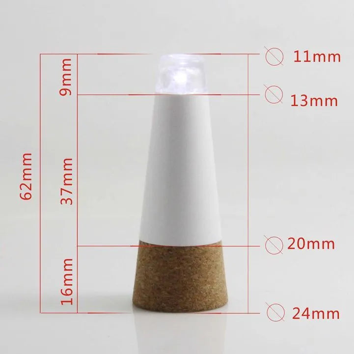 White LED rechargeable bottle cap light with plastic housing, 30mm diameter