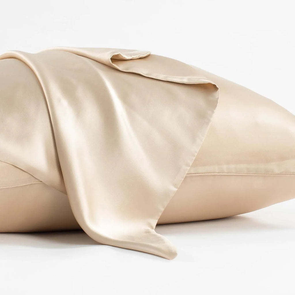 Dark grey mulberry silk envelope pillowcase showing fold-over closure design