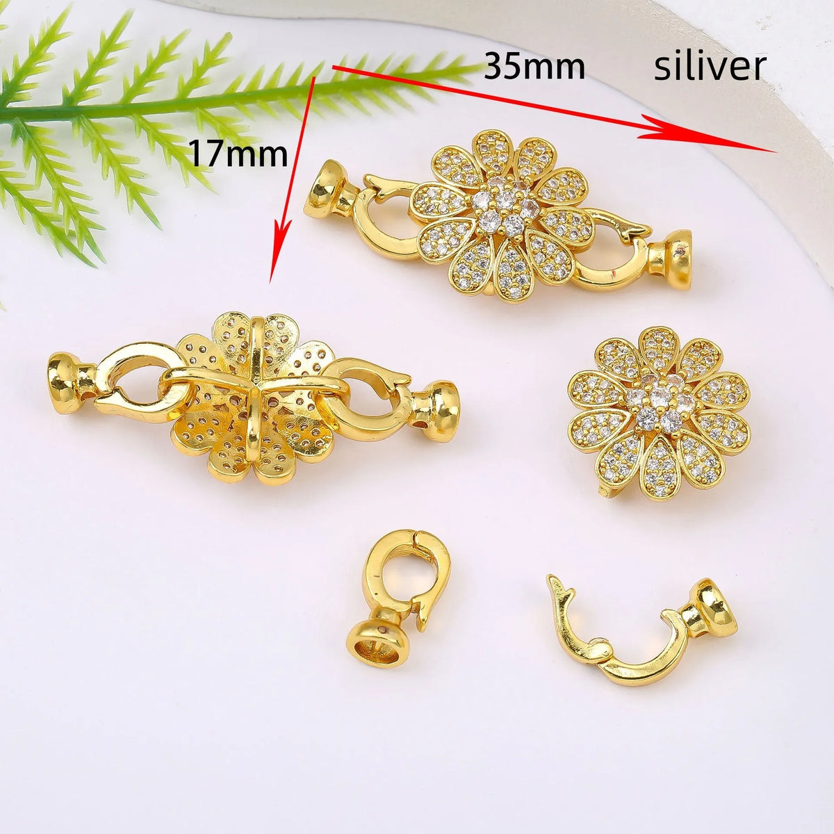 Small gold plated necklace clasp with pearl detail for DIY jewellery making