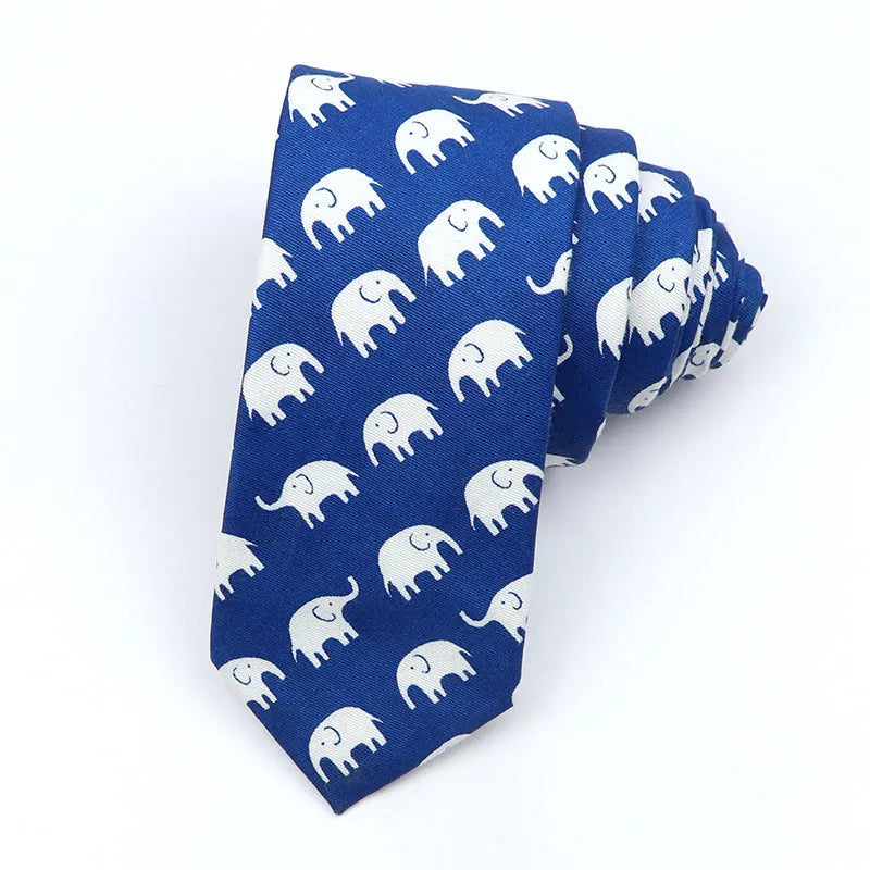 Korean style narrow cotton bow tie with cartoon print pattern in casual men's accessory