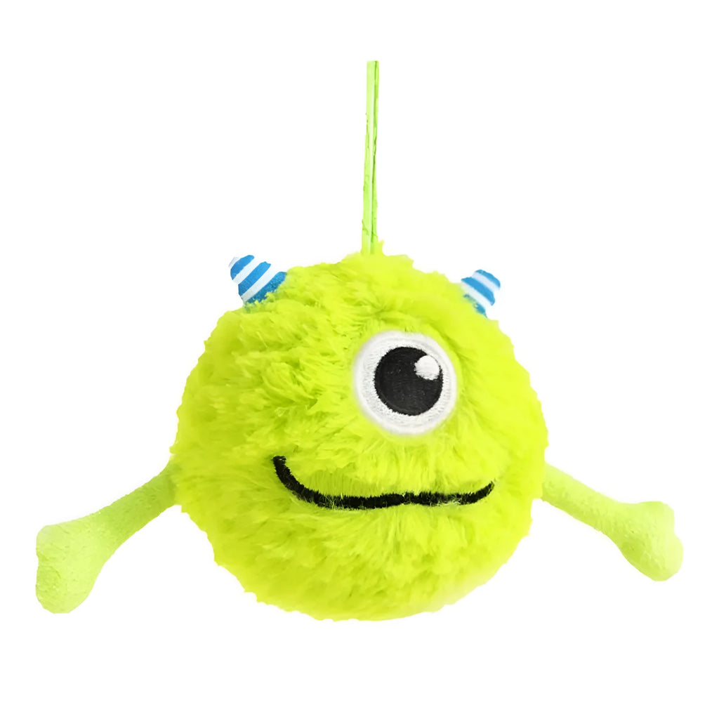 Green interactive dog ball toy with sound activation for teething puppies