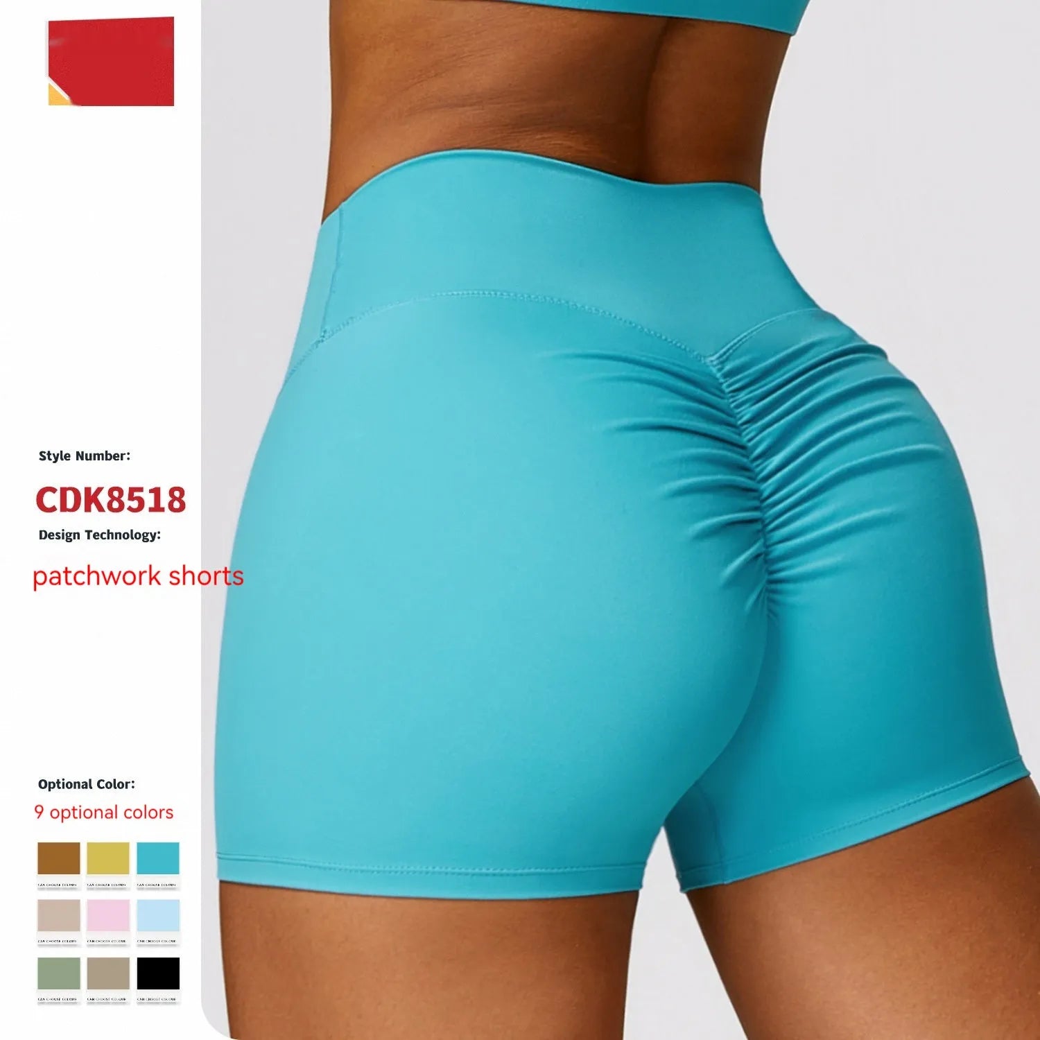 Women's high waist yoga shorts in basil green, showing contoured fit and hip-lifting design for sport.