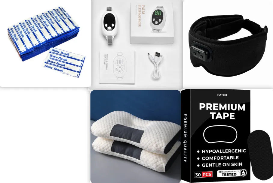 White handheld USB-powered sleep aid instrument with remote control and adjustable intensity settings.