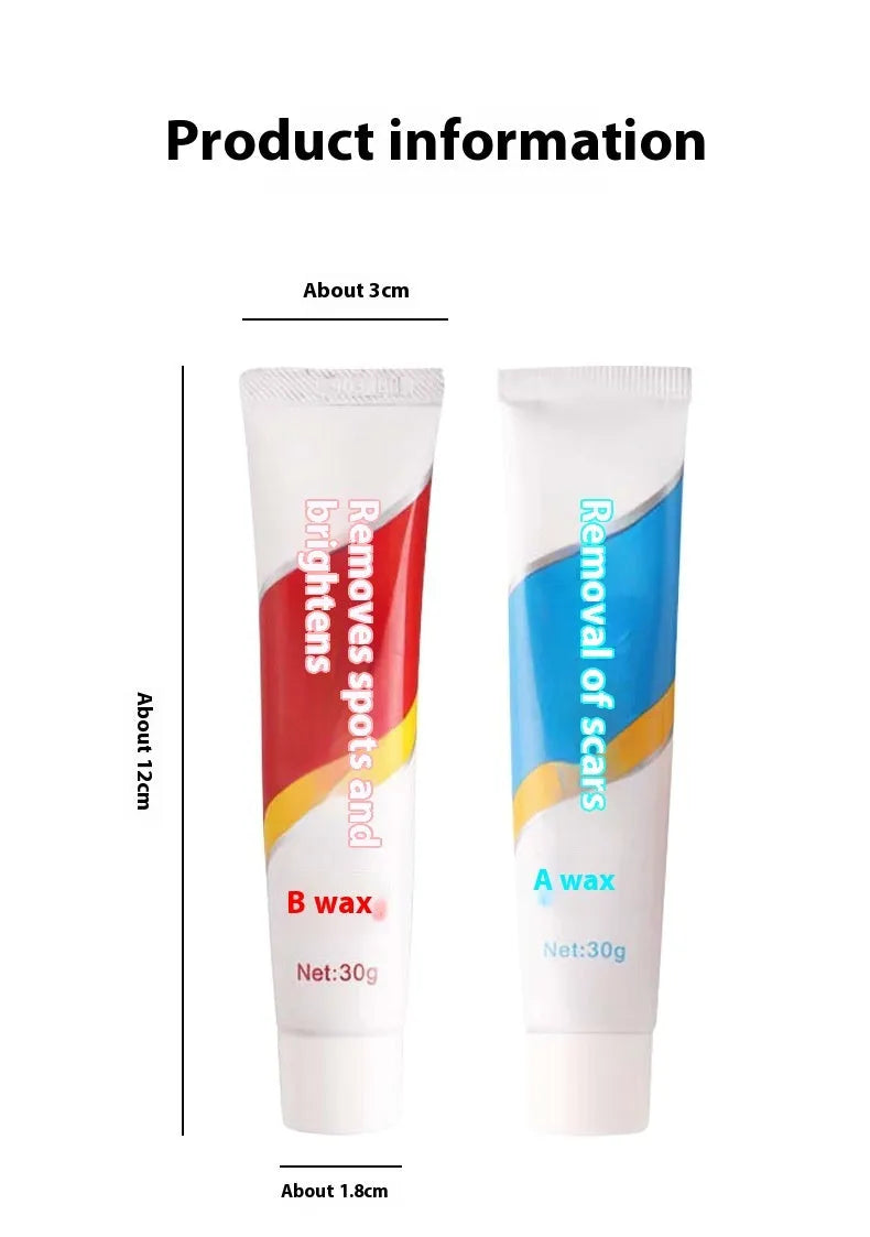 Car repair wax kit containing A and B formulas with frosted sponge mop for paint polishing