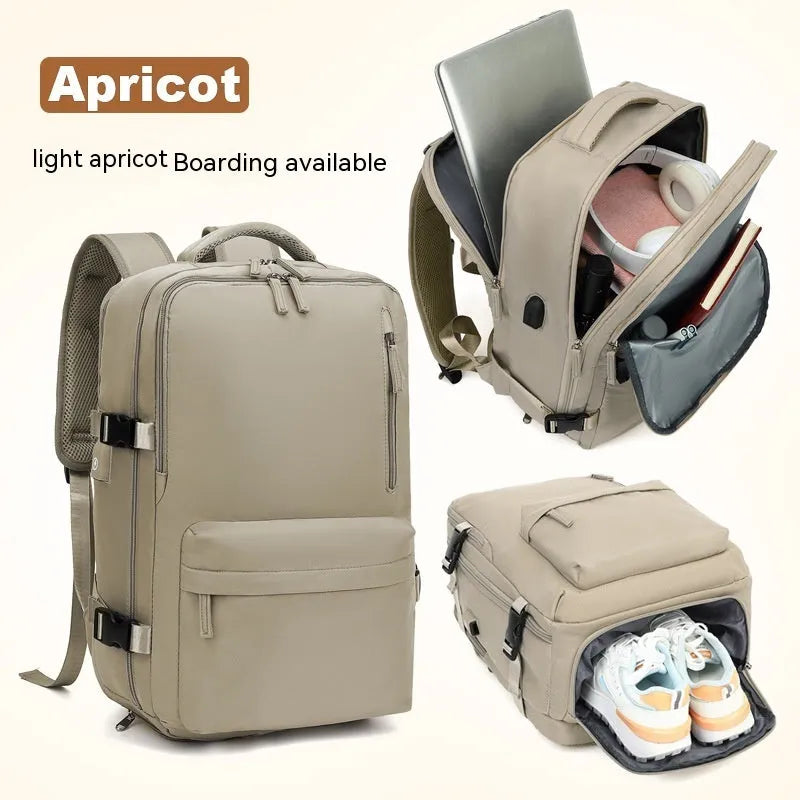 Large capacity waterproof mummy backpack in nylon available in multiple colours including black, mint green, pink, and light blue