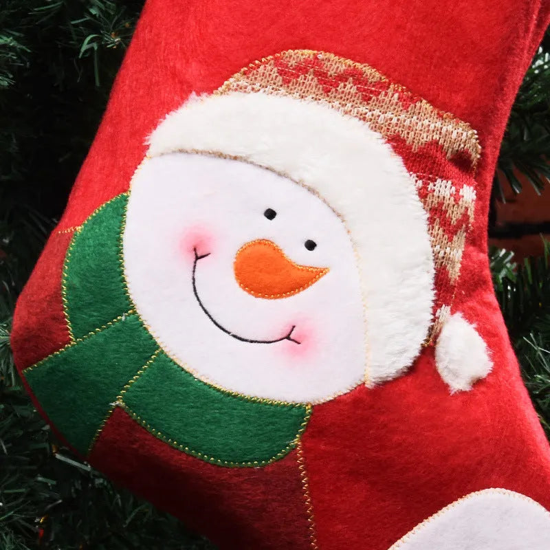 Non-woven fabric Christmas candy bag ornament with snowman design hanging as decoration