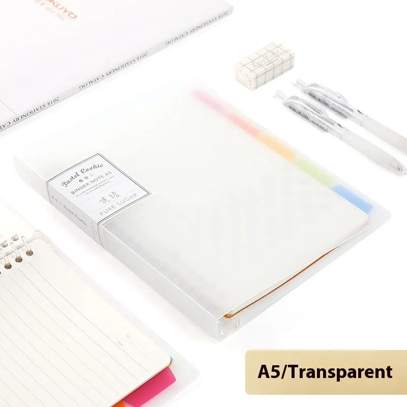 Refillable B5 spiral notebook with coloured PP cover and loose-leaf paper