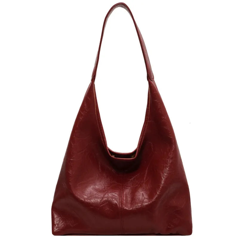 PU leather casual shoulder bag with large capacity and street trend style