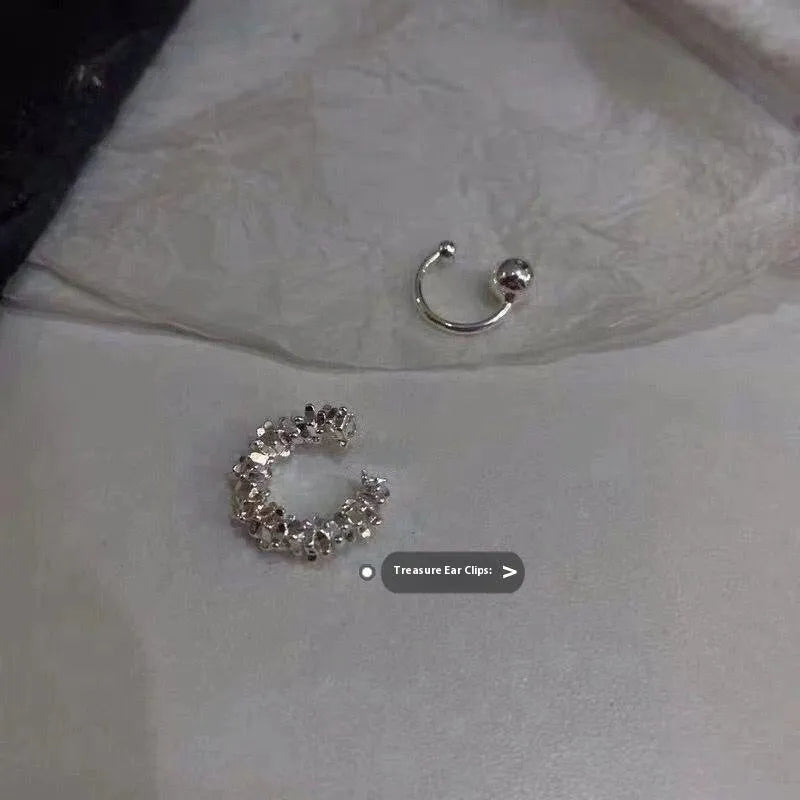Women's alloy clip-on earrings with geometric irregular frosty design