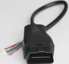OBDII car tester connecting cable with 20-pin adapter, 16 nickel-plated pins, and direct plug 16x2 connector