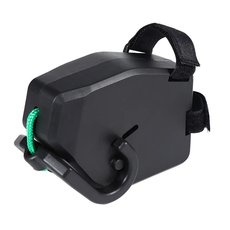 Black plastic bicycle trailer rope for connecting child carriers to mountain bikes