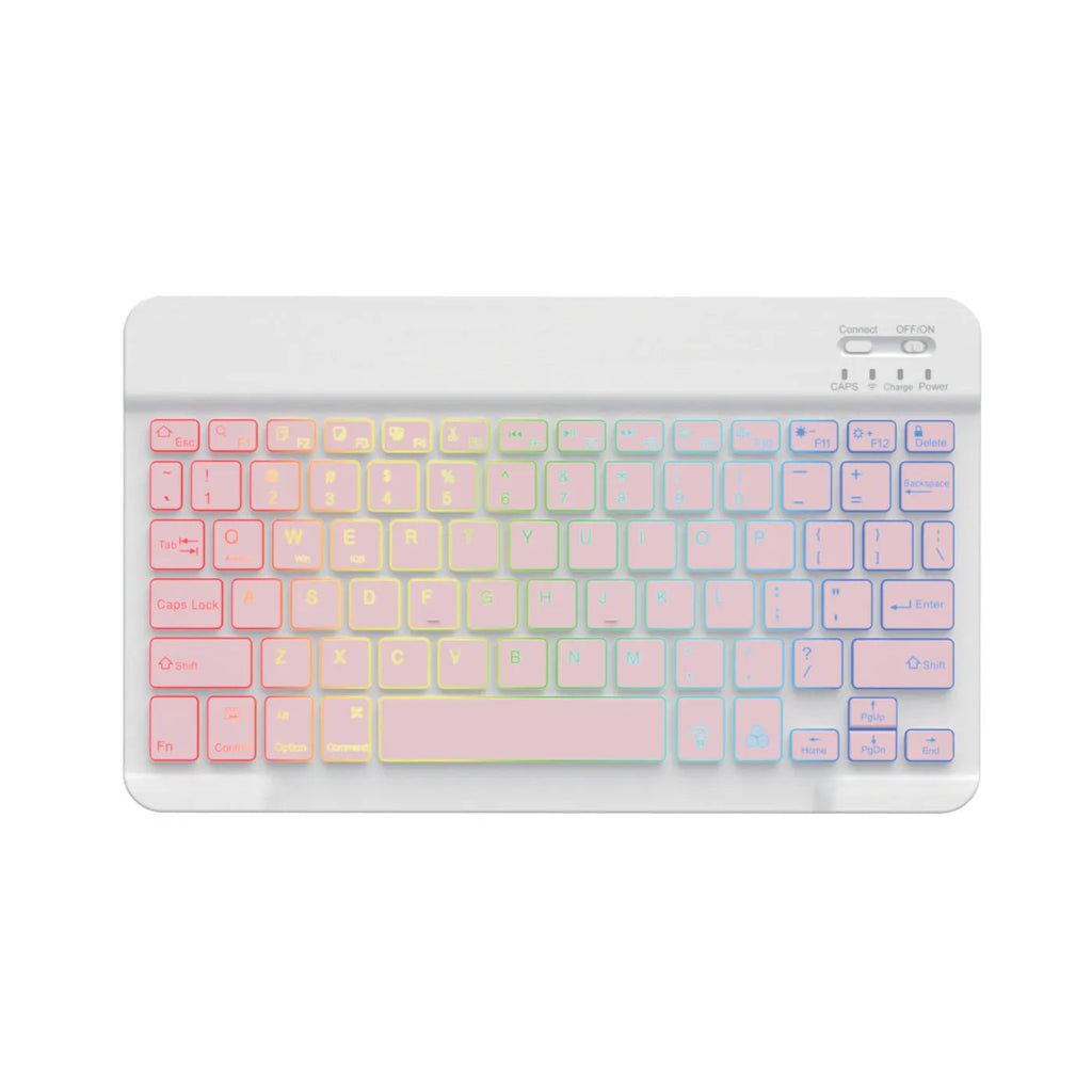 10-inch backlit Bluetooth wireless keyboard for tablets and mobile phones in various colour options