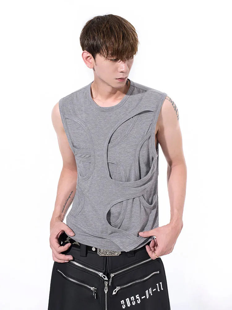 Men's lyocell vest in black or grey colour with round neckline and tank top styling