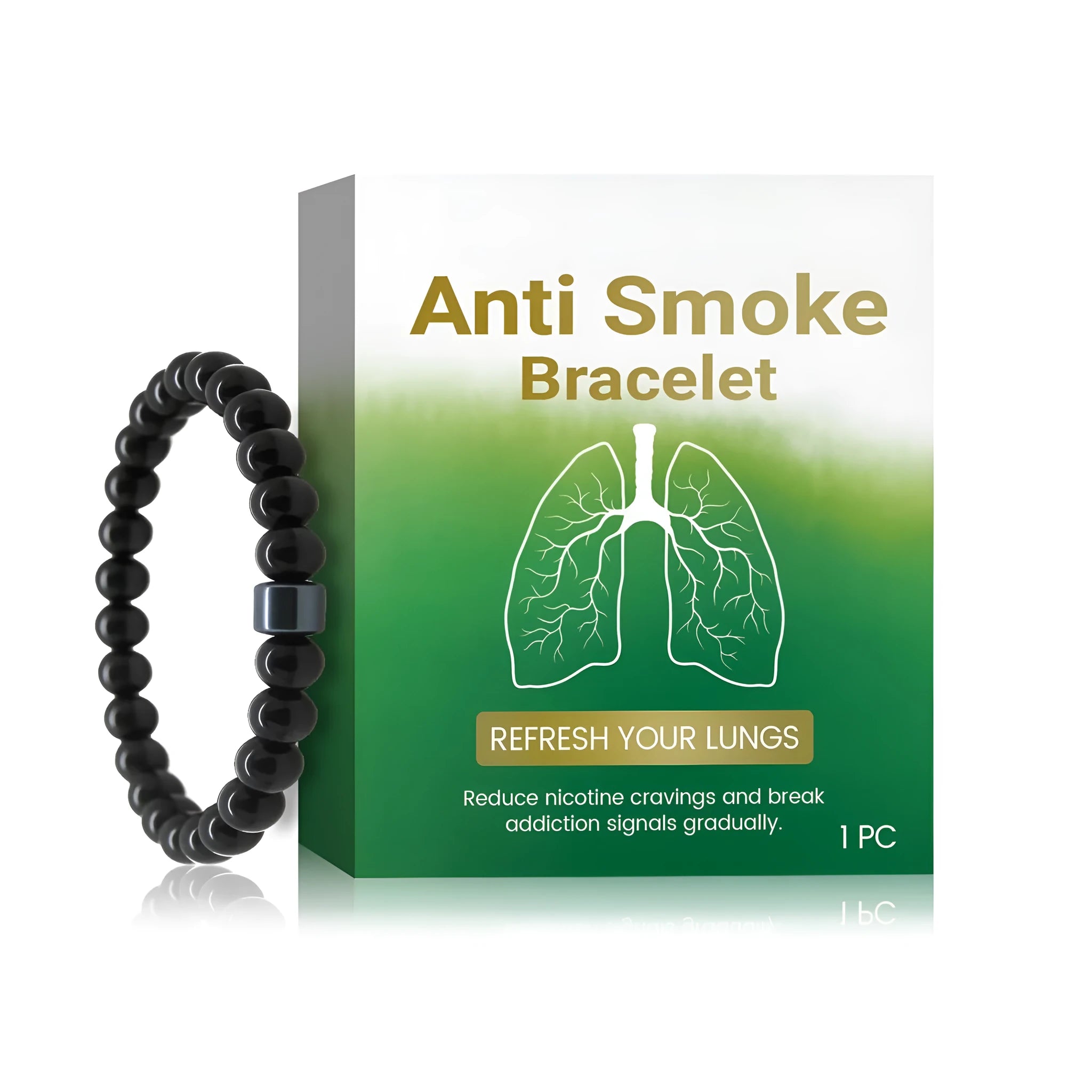 Men's natural material anti-smoking bracelet with glass and black gallstone construction