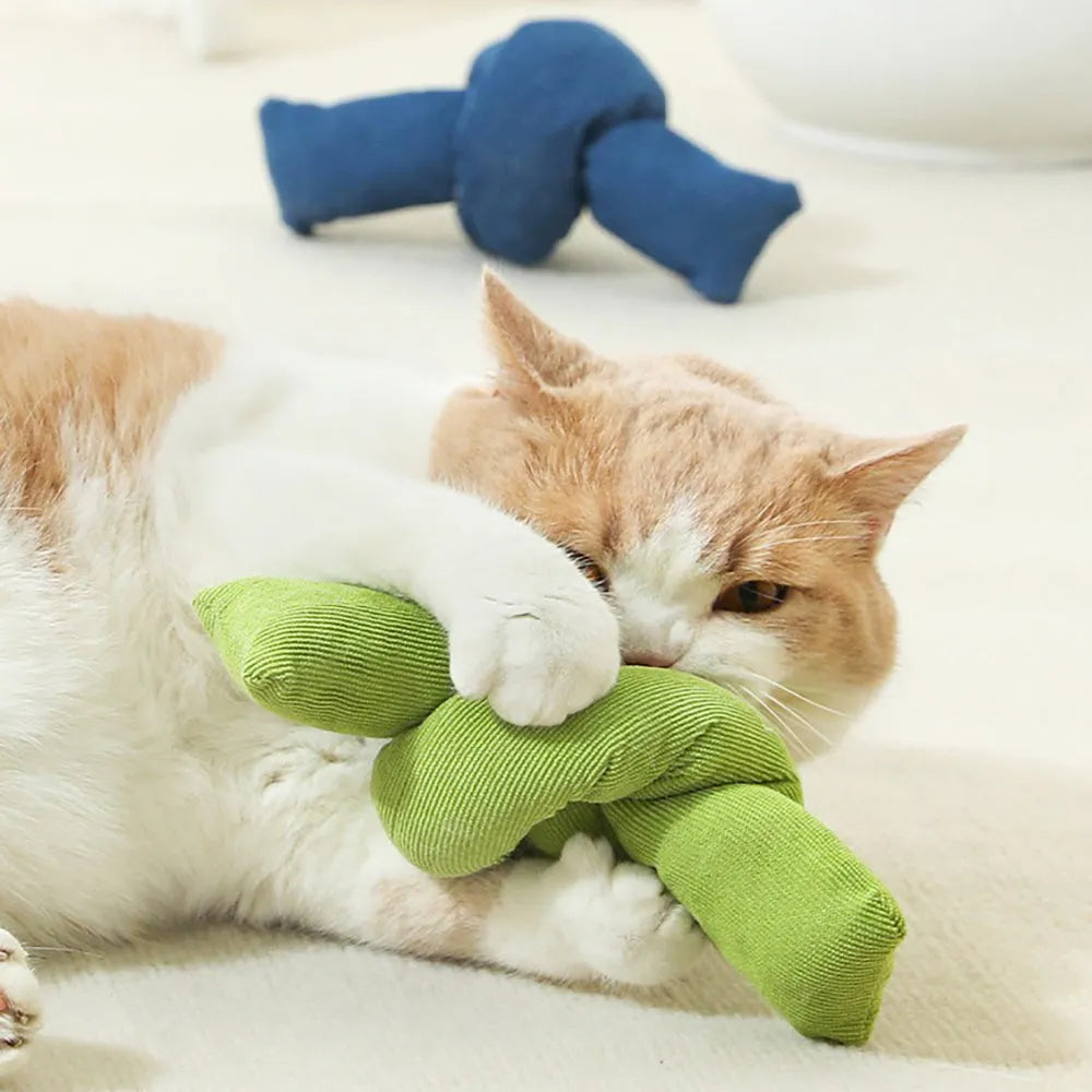 White knotted cotton dog rope toy for tugging and chewing.