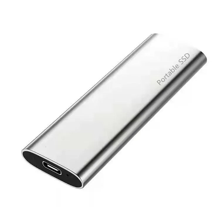 Ultra-thin metal external mobile SSD in red, black, blue, or silver colour options on a plain background.