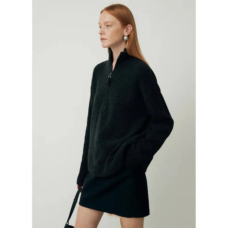Wool bandage dress with loose lapels in black and mountain rain grey, long sleeves, sizes M and L.