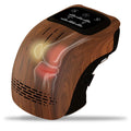 White rechargeable electric knee massager showing wrap design for infrared heat and vibration therapy.