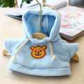 Blue cloth dog hoodie sweater with balaclava hood, shown in medium 23cm size.