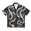 Men's loose fit short sleeve Cuban collar shirt with snake bone floral pattern print in assorted colours.
