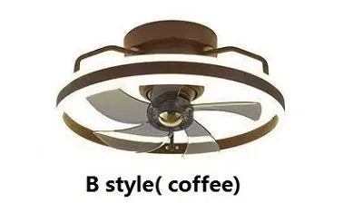 Modern white ceiling fan light with acrylic lampshade and five polycarbonate blades.
