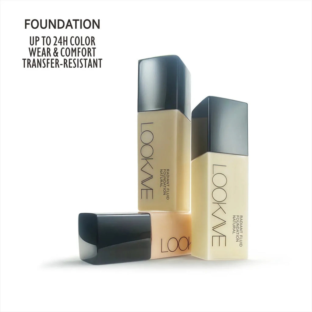 LOOKAVE matte liquid foundation bottle in Ivory White shade with 21c net content
