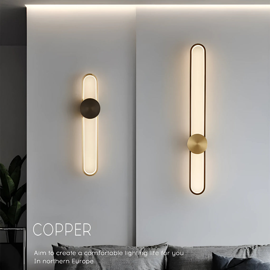 Modern minimalist wall lamp with iron shade and LED warm light in round black finish