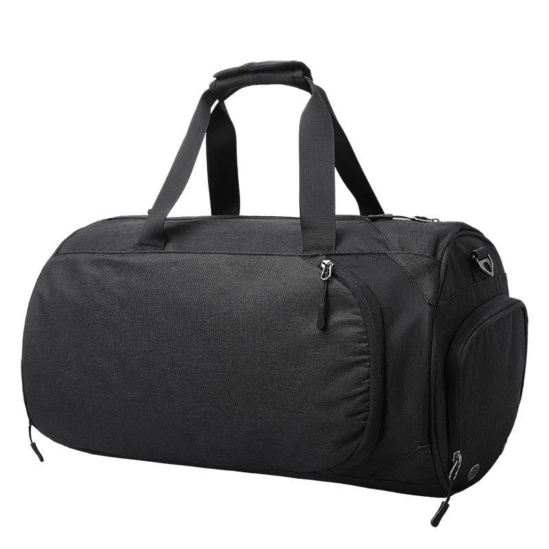 Medium oval travel bag with multiple internal compartments for wet-dry separation