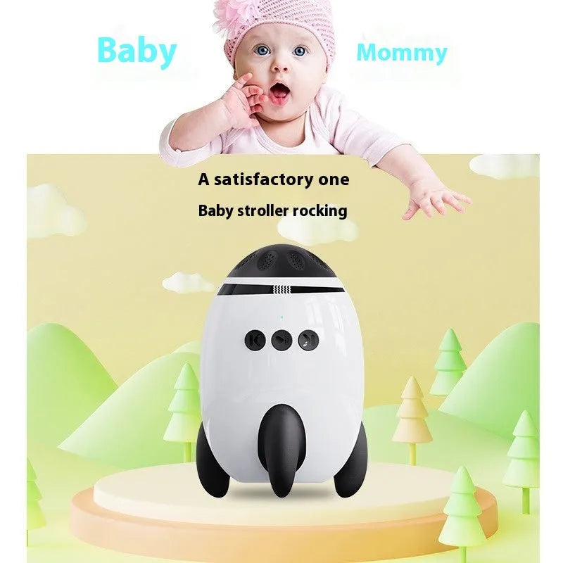 White portable baby stroller shaking device with Bluetooth connectivity for infant sleep assistance