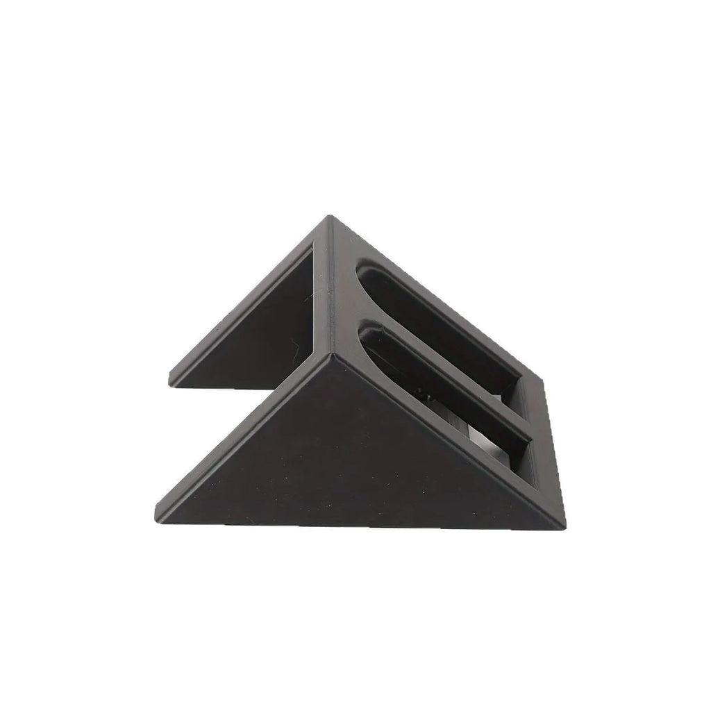 Black punk-style plastic pistol stand for replica firearms measuring 10.85cm tall