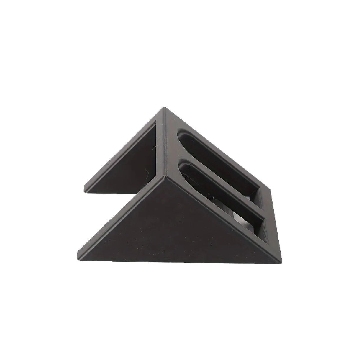 Black punk-style plastic pistol stand for replica firearms measuring 10.85cm tall
