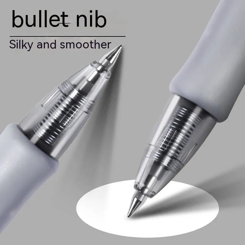 0.5mm gel pen with plastic barrel in black, red and blue ink colour options