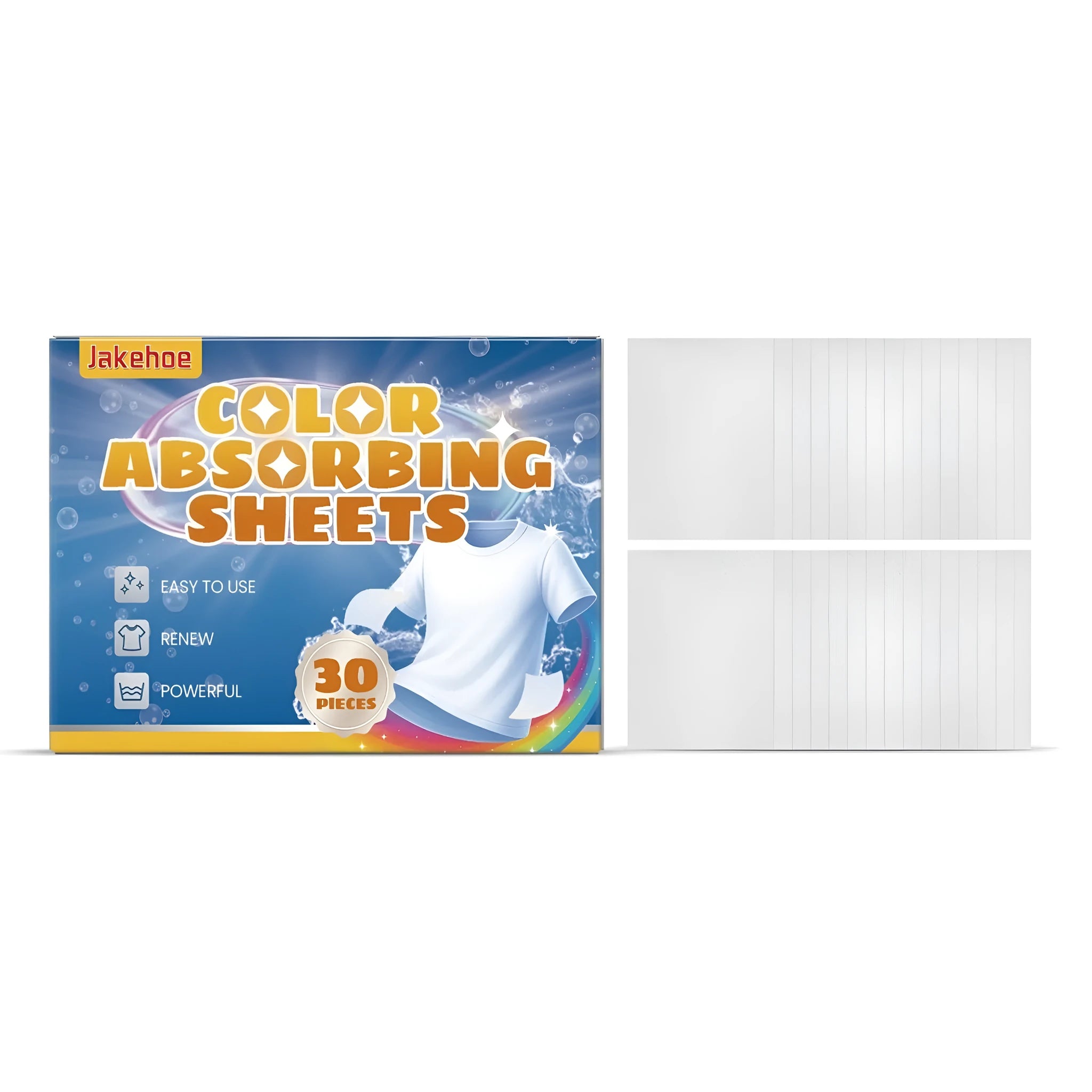 30 white colour absorbing laundry sheets for dye transfer prevention