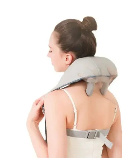 Creamy white rechargeable shoulder and neck massager with kneading nodes