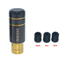 Roasted blue aluminium gear shift head with three rubber installation sleeves for manual transmission cars