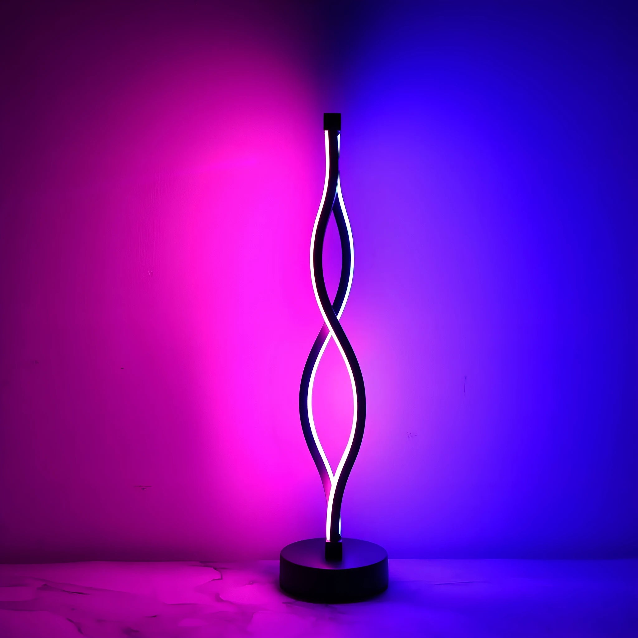 Black aluminium desk lamp with touch dimming controls and three colour temperature buttons