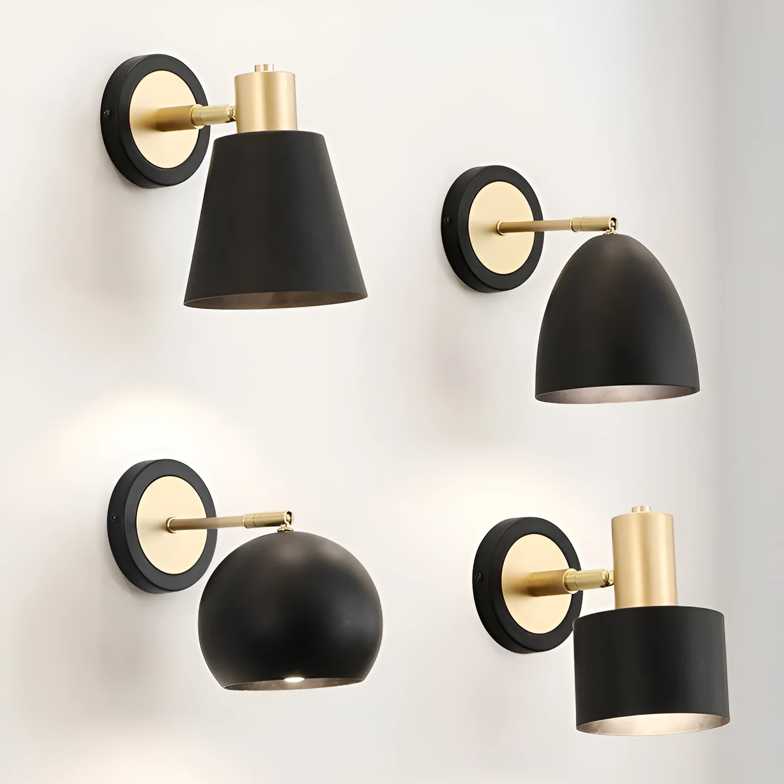 Nordic style iron wall lamp with iron shade showing contemporary design for bedside or living room lighting