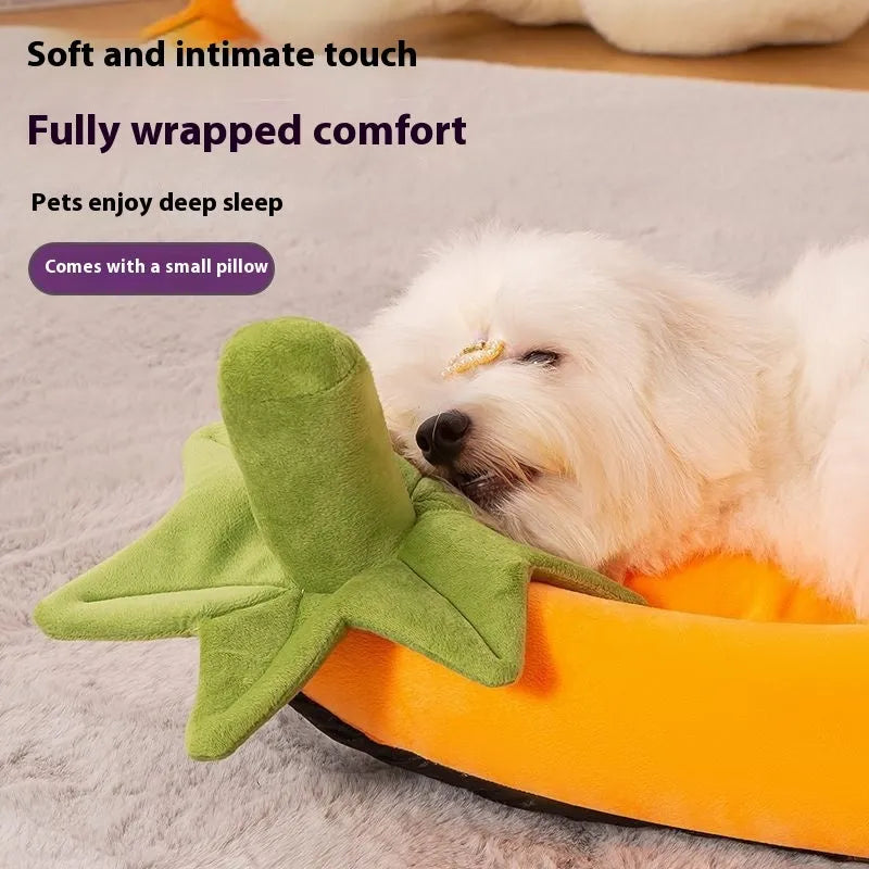 Removable washable dog and cat bed mat in brown, shown in L size (70x45 cm).