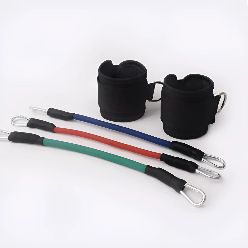 Black taekwondo training pull rope set for leg strength conditioning