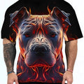 Short sleeve t-shirt with 3D digital printed animal camouflage dog head pattern