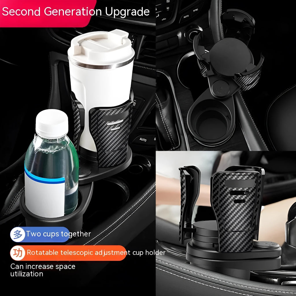 Car cup holder modification accessory in ABS plastic with carbon fibre or matte finish options for vehicle centre console upgrade