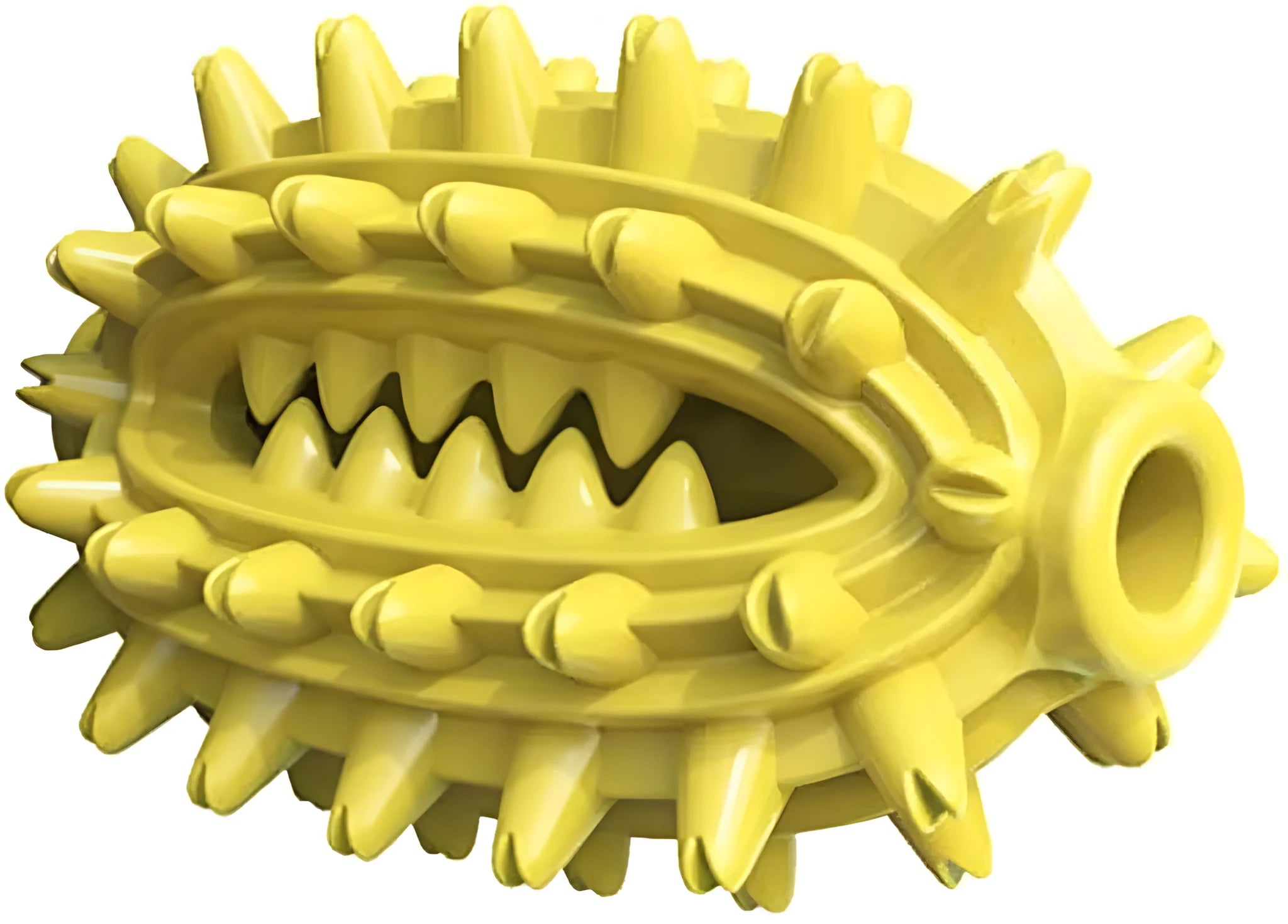 Green cactus-shaped rubber dog chew toy for dental care and aggressive chewing.
