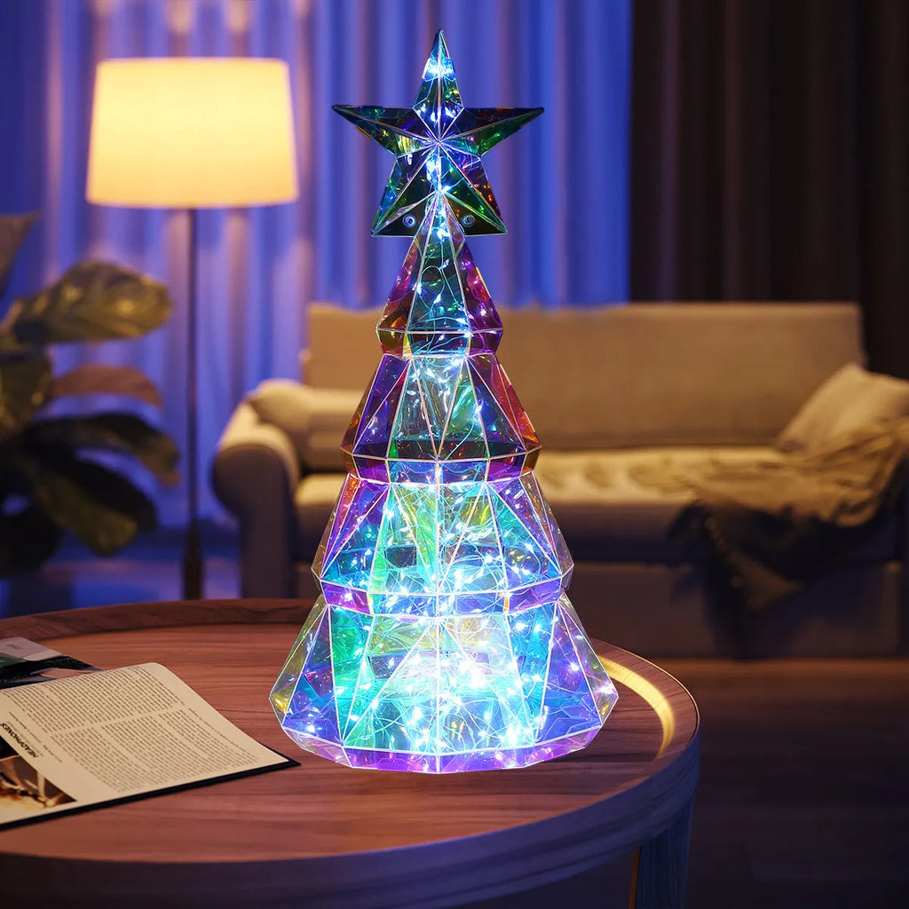 Colourful cartoon-style PET plastic Christmas tree light decoration measuring 20cm tall