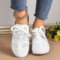 Women's baotou lace-up wedge sandals in suede with hollow out design