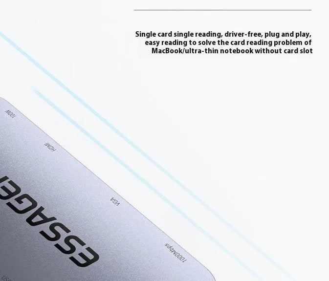 11-in-1 USB-C expansion hub with attached cable and Gigabit Ethernet port on a desk.