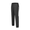 Men's black and navy blue polyester running exercise pants with a mid-waist.