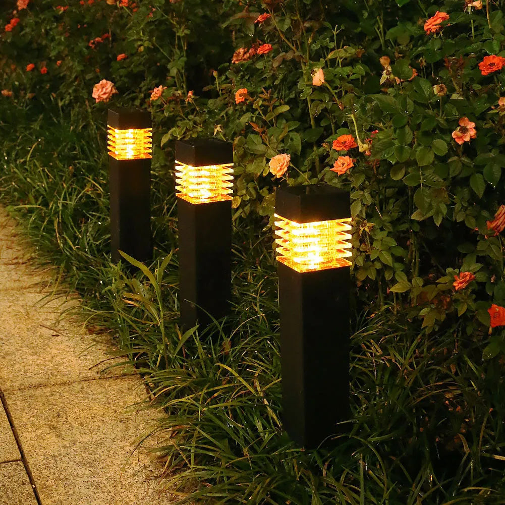 Solar lawn ground lamp with cuboid shape for garden and courtyard lighting