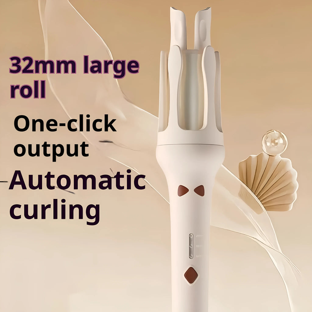 Automatic hair curler with 32mm curling barrel in white or chigo colour options